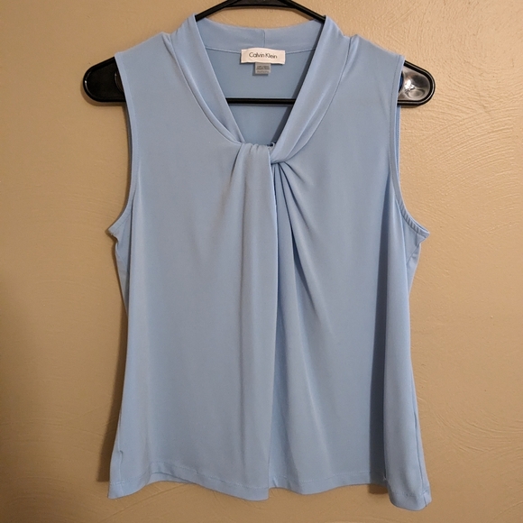 Calvin Klein Tops - Calvin Klein Knot Neck Blue Dress Top